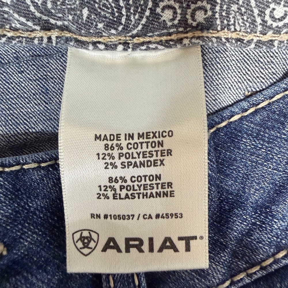Ariat REAL Denim Jeans Womens 31L Blue Tulip Bootcut Embroidered Western - Picture 6 of 9